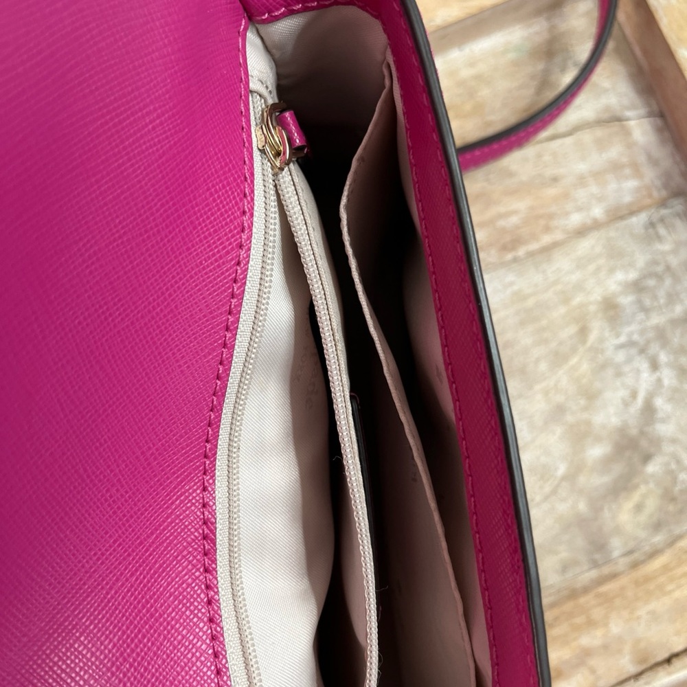 Kate Spade Sadie Envelope Crossbody Purse in Candied Plum Pink Leather - Picture 7 of 16